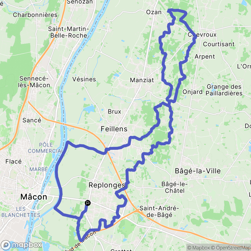 Replonges : carte du parcours de randonnée - France