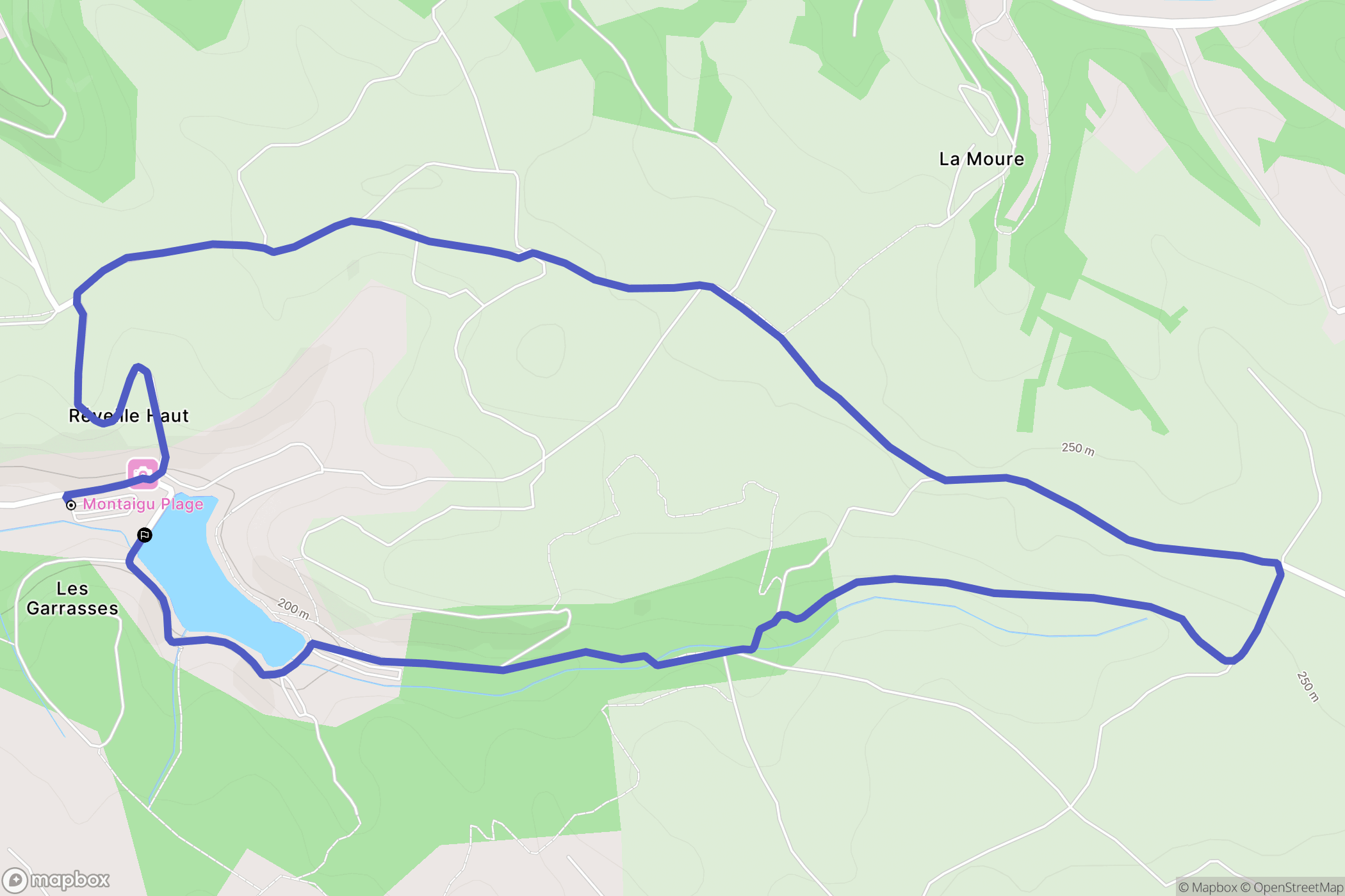 Montaigu-de-Quercy : carte du parcours de randonnée - France