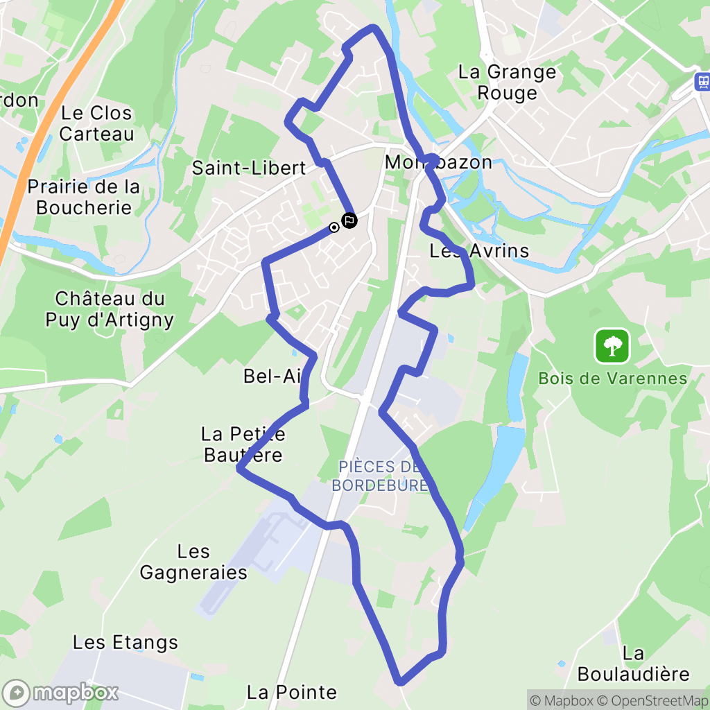 Montbazon : carte du parcours de randonnée - France