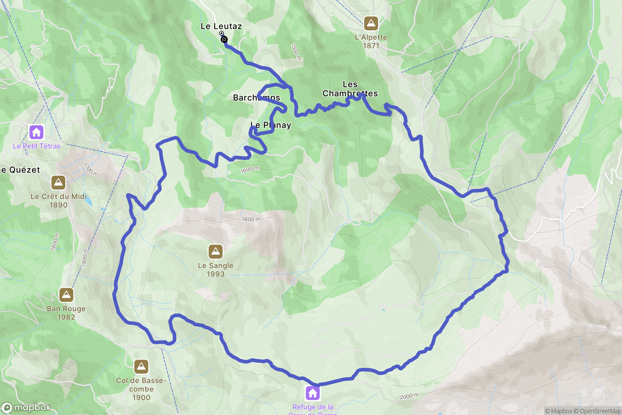 Megève : carte du parcours de randonnée - France