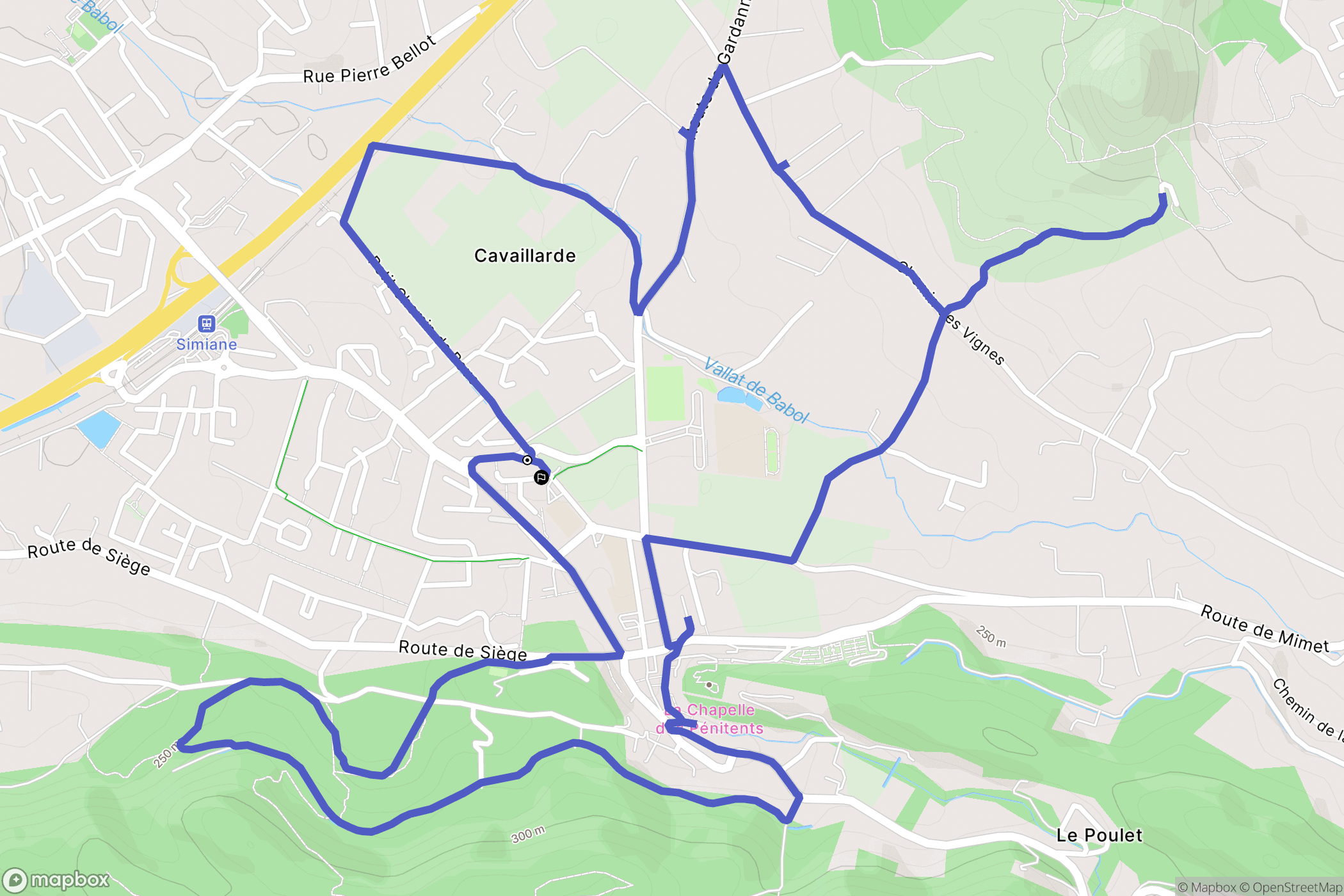 Simiane-Collongue : carte du parcours de randonnée - France