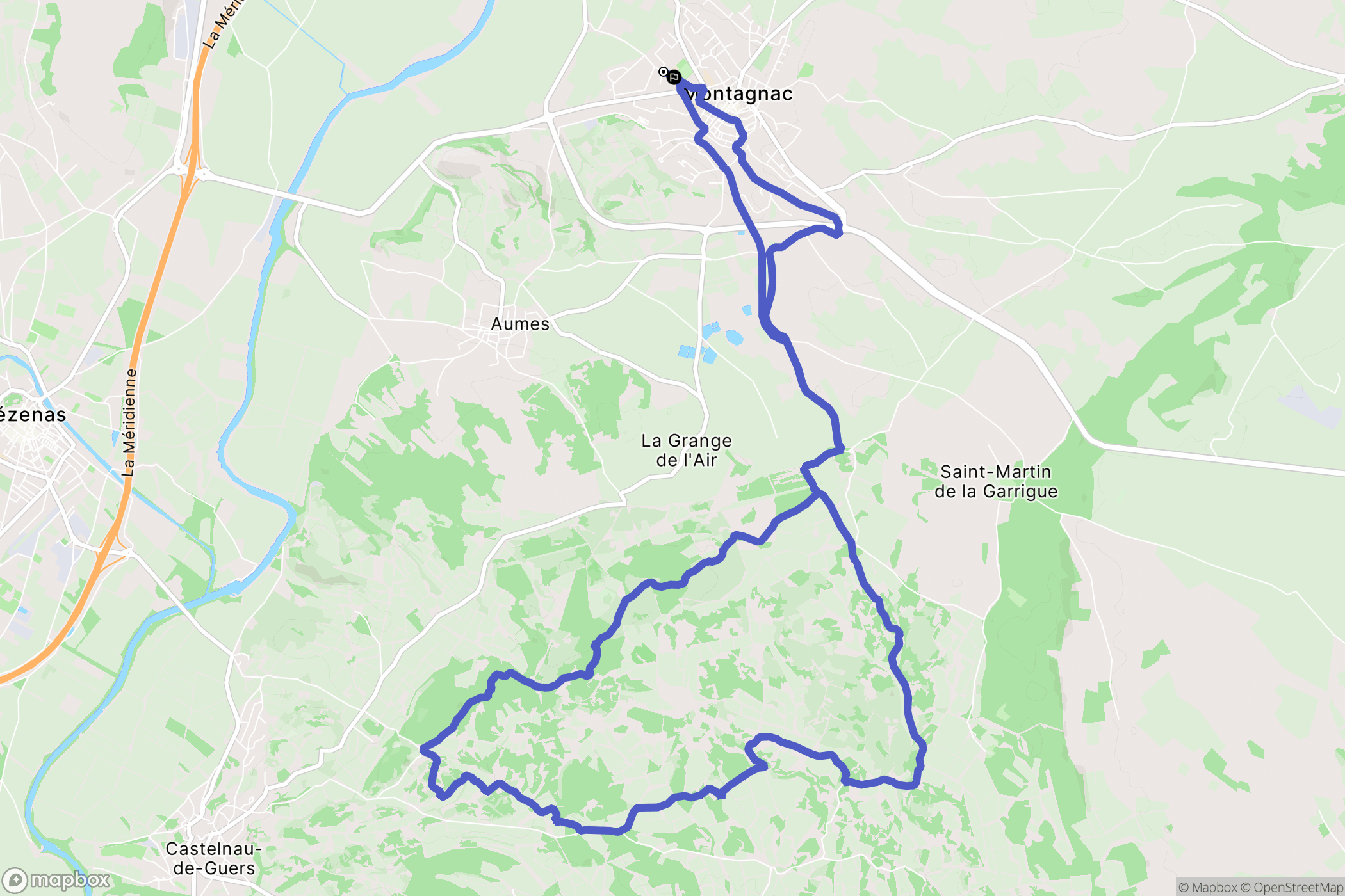 Montagnac : carte du parcours de randonnée - France