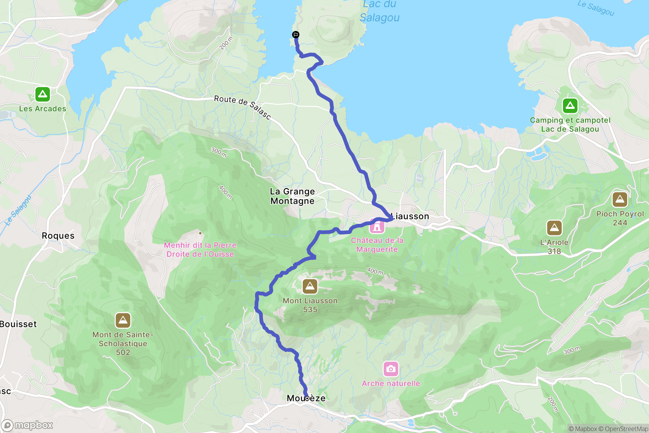 Mourèze : carte du parcours de randonnée - France