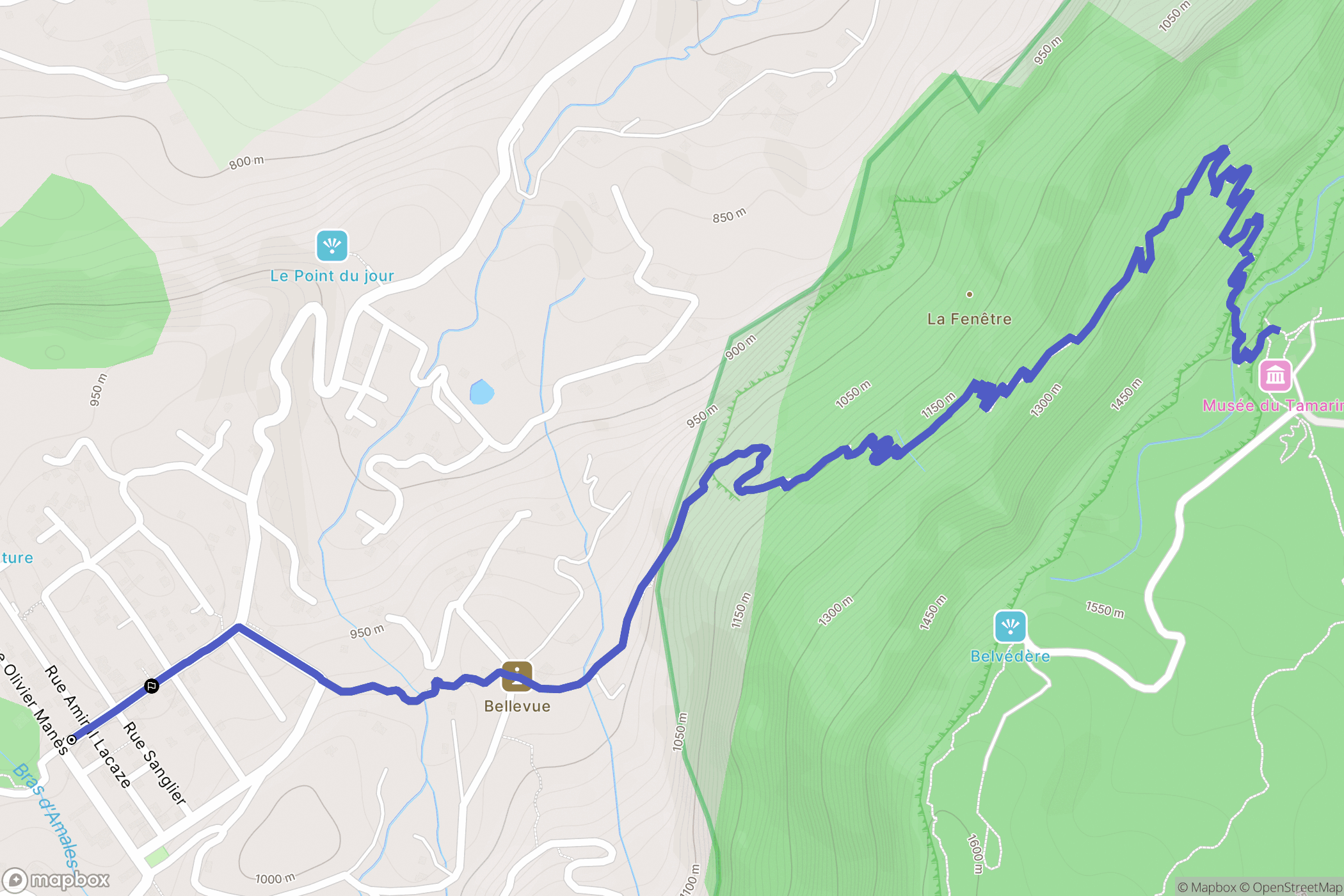 Salazie : carte du parcours de randonnée - France
