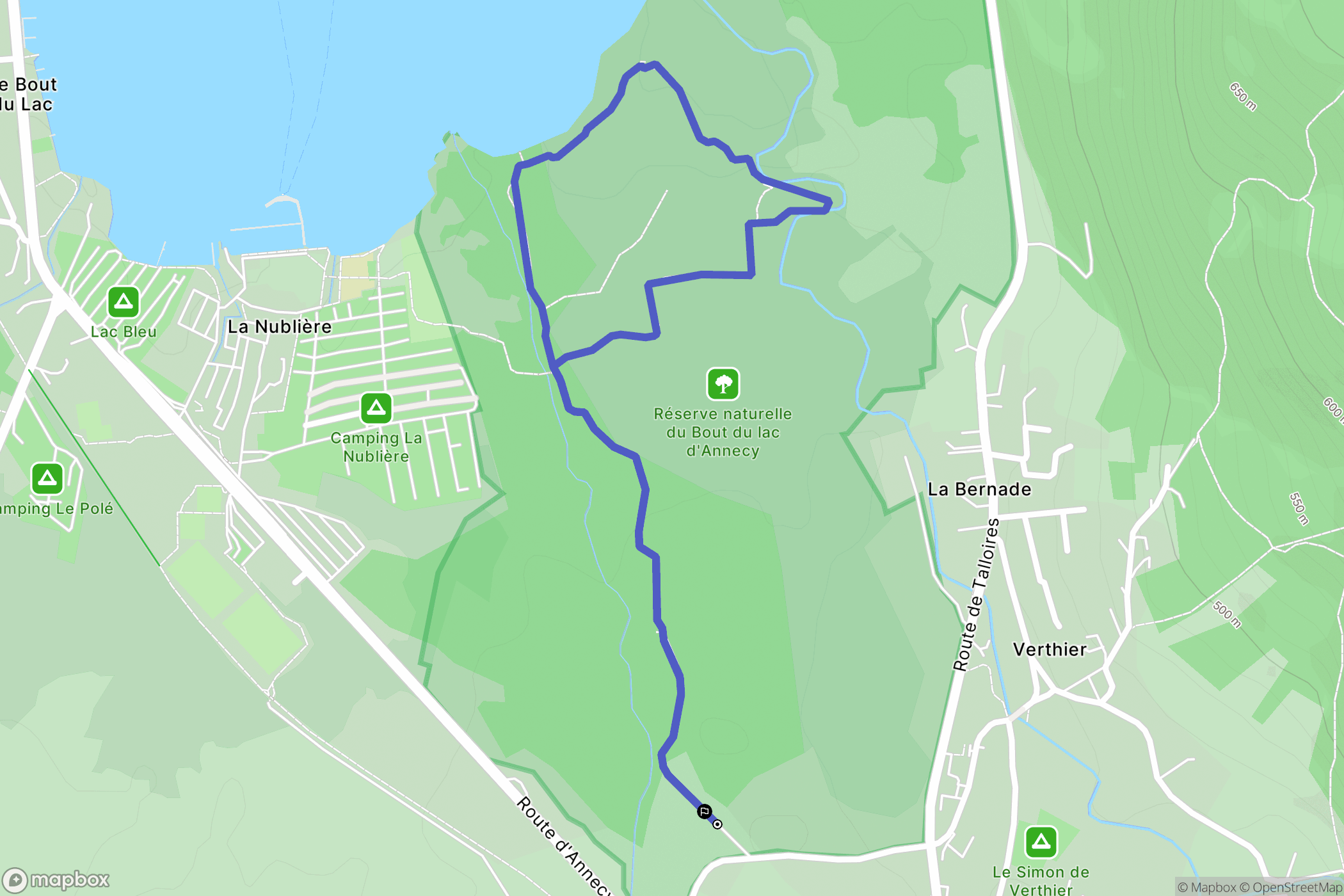 Doussard : carte du parcours de randonnée - France