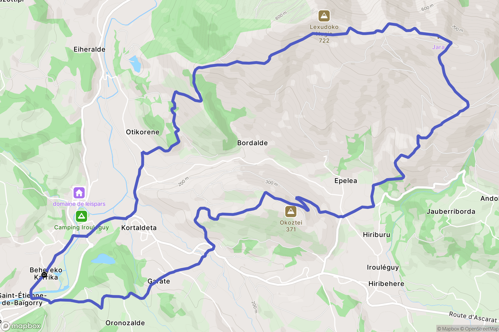 Saint-Étienne-de-Baïgorry : carte du parcours de randonnée - France