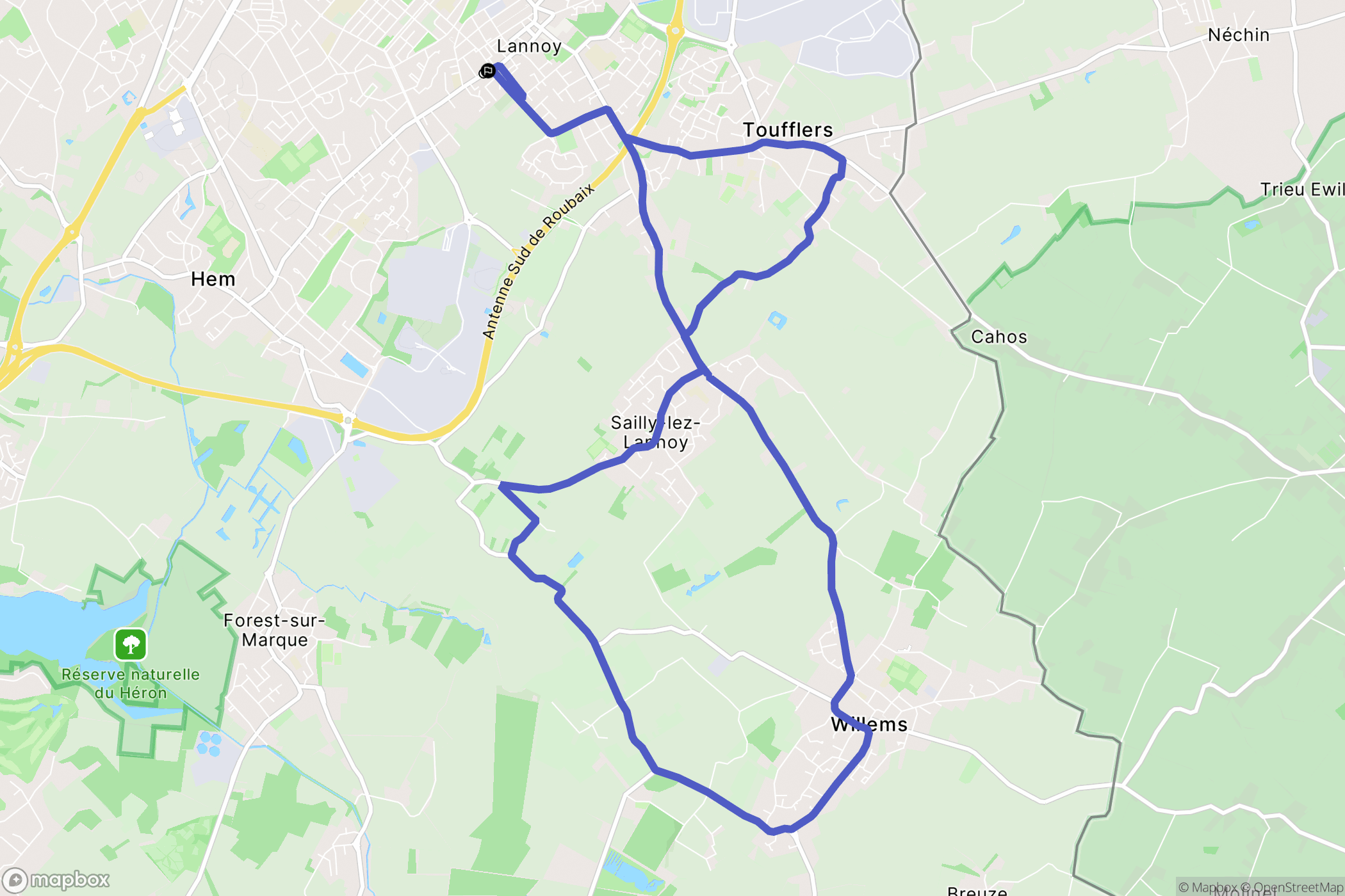 Lannoy : carte du parcours de randonnée - France