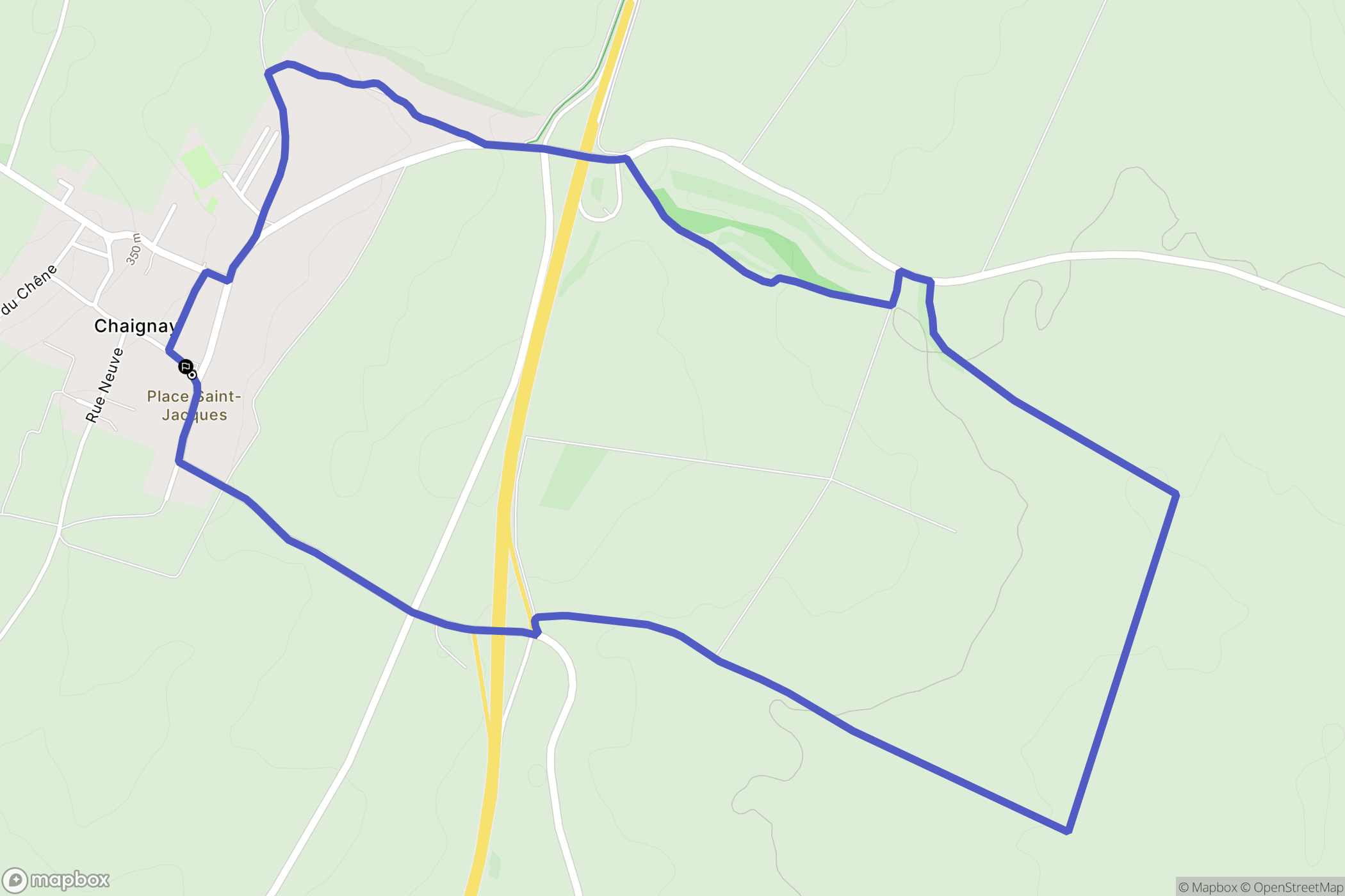 Chaignay : carte du parcours de randonnée - France