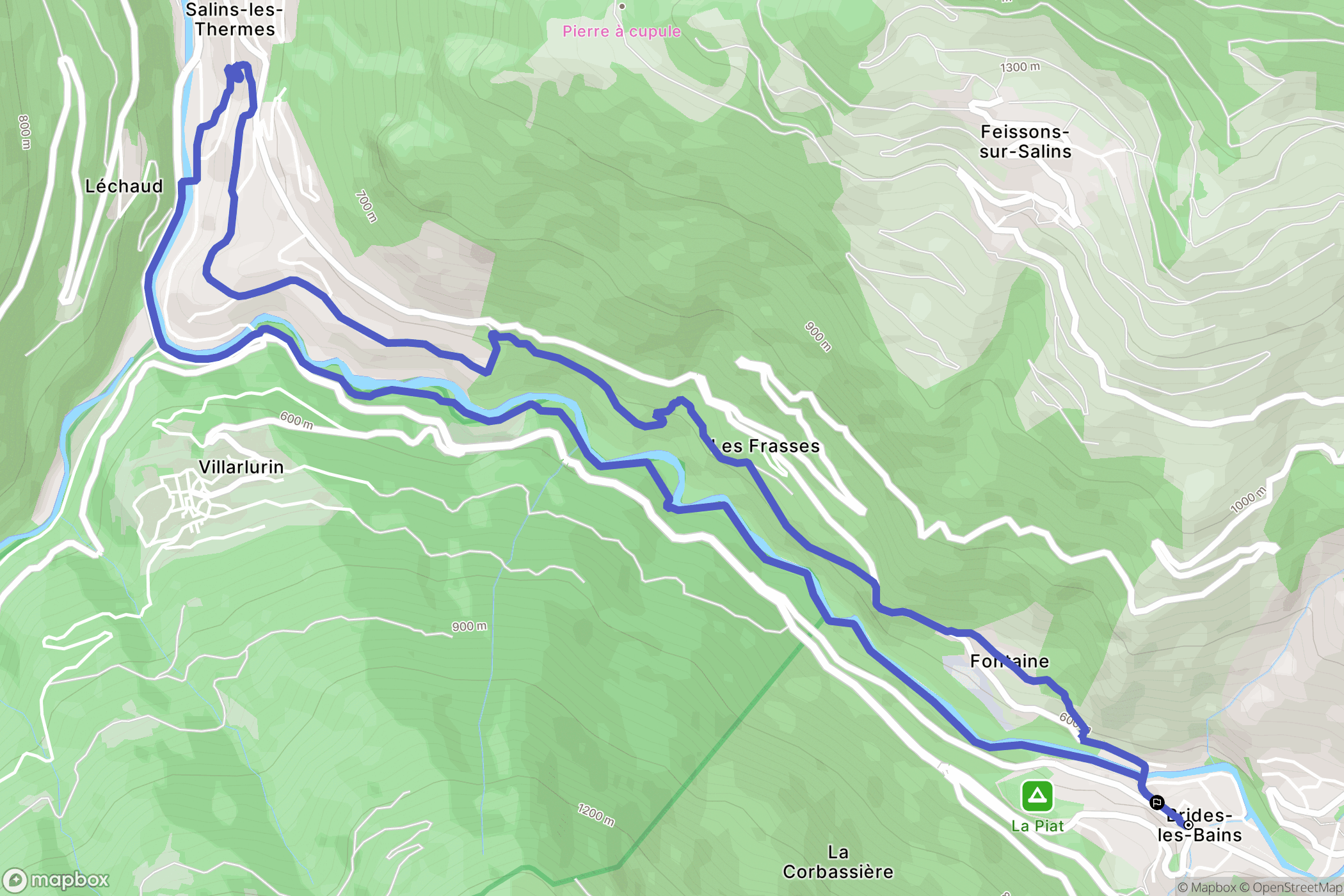 Brides-les-Bains : carte du parcours de randonnée - France