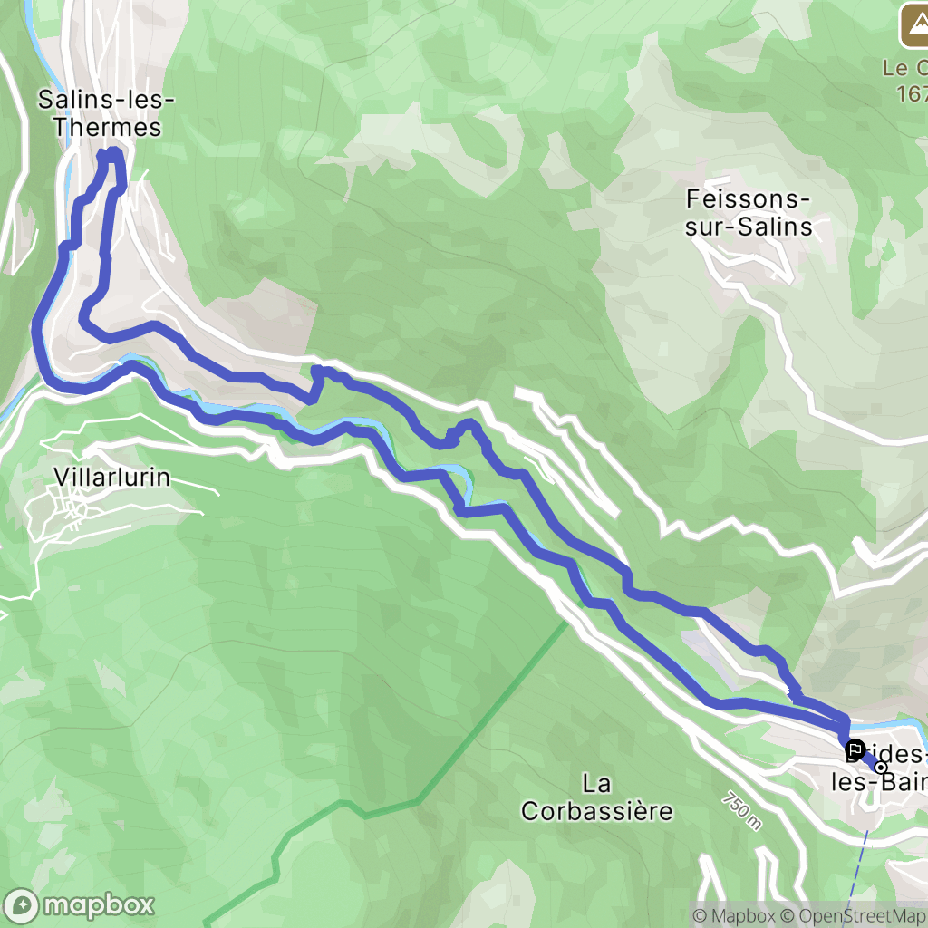 Brides-les-Bains : carte du parcours de randonnée - France