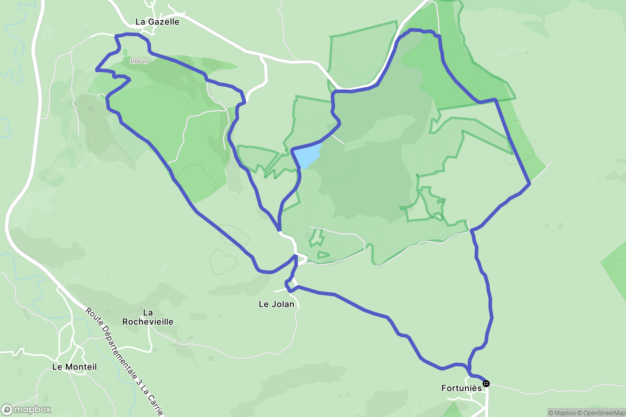 Dienne : carte du parcours de randonnée - France