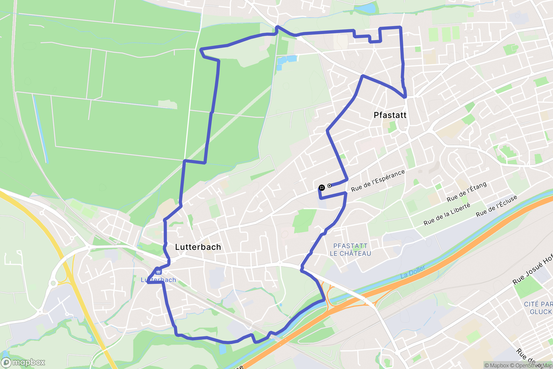 Pfastatt : carte du parcours de randonnée - France