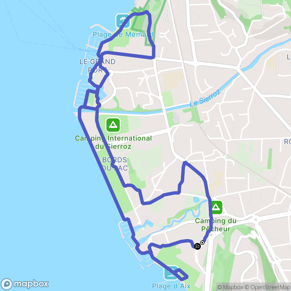 Aix les bains : carte du parcours de randonnée - France
