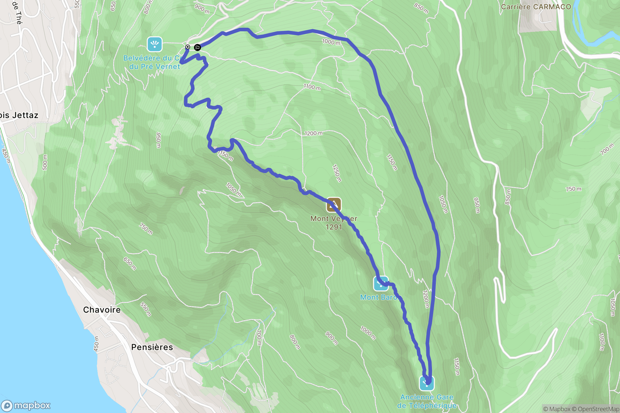 Annecy : carte du parcours de randonnée - France