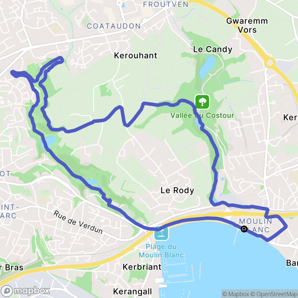 Le Relecq-Kerhuon : carte du parcours de randonnée - France