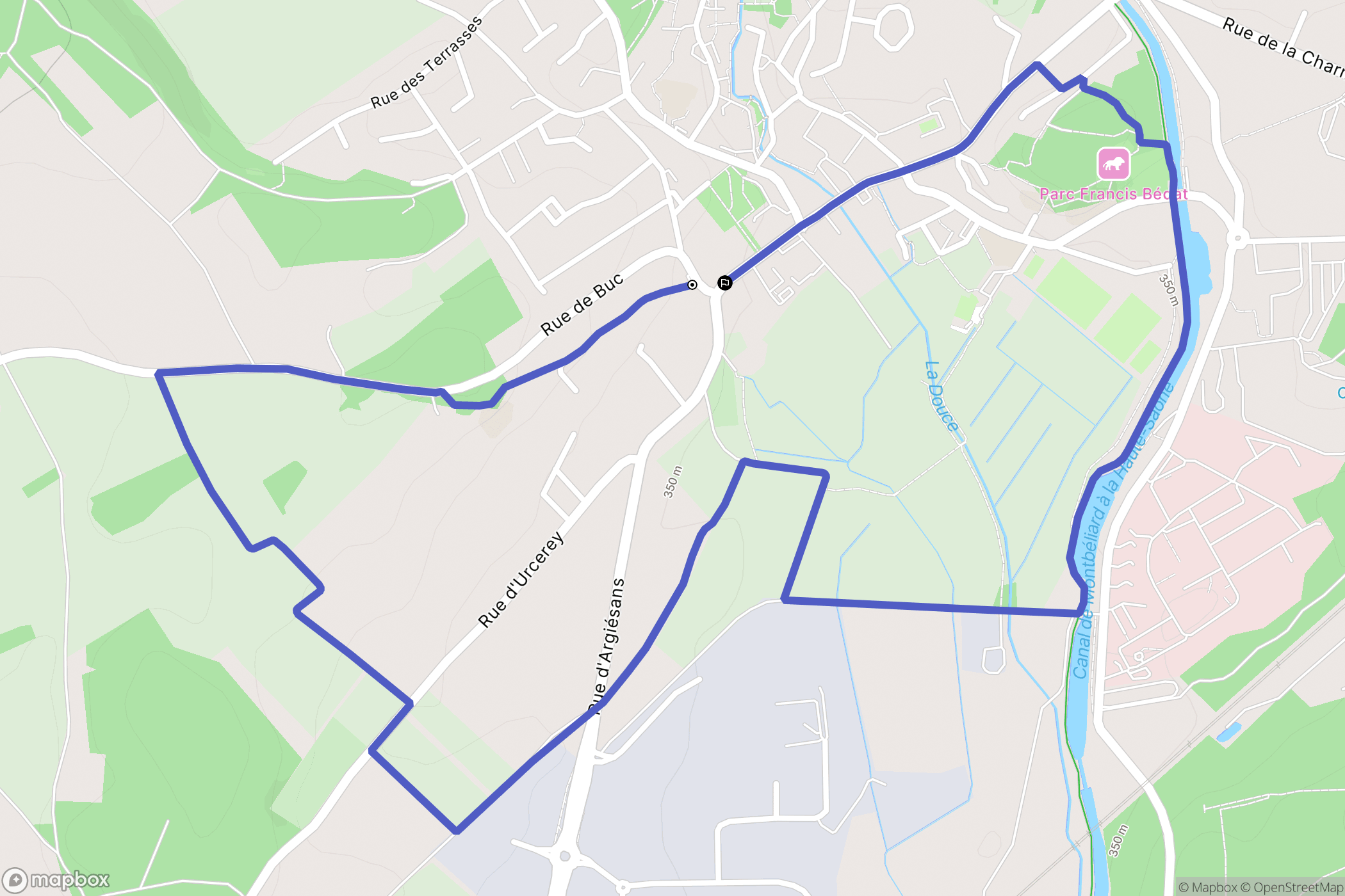 Bavilliers : carte du parcours de randonnée - France