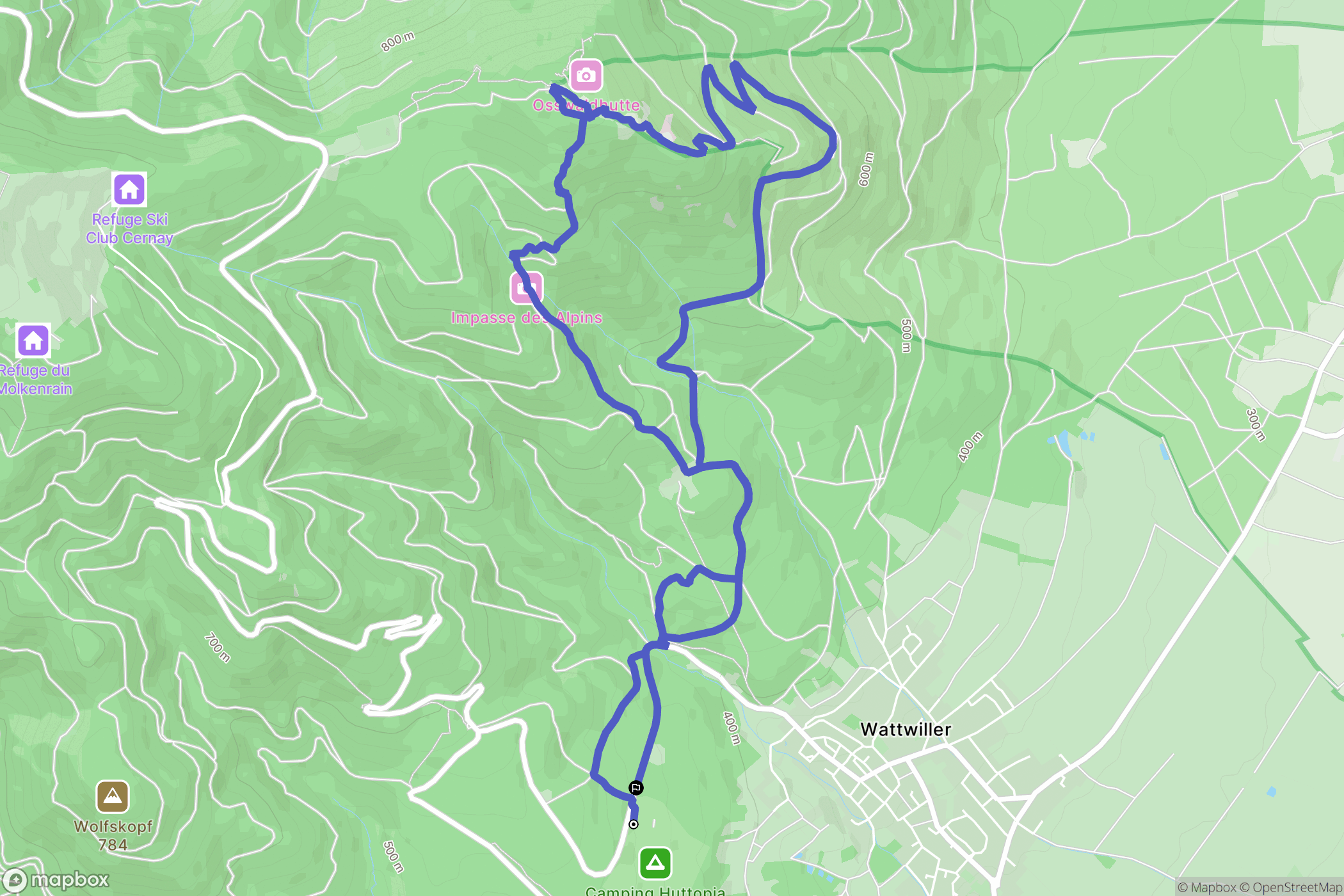 Wattwiller : carte du parcours de randonnée - France