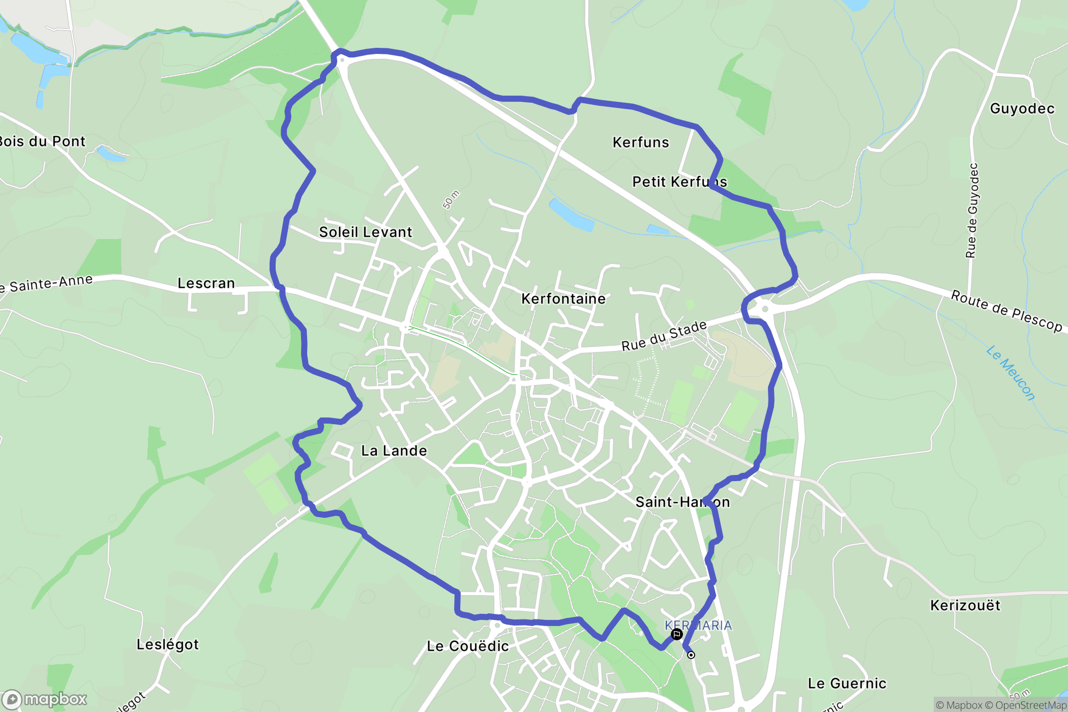 Plescop : carte du parcours de randonnée - France