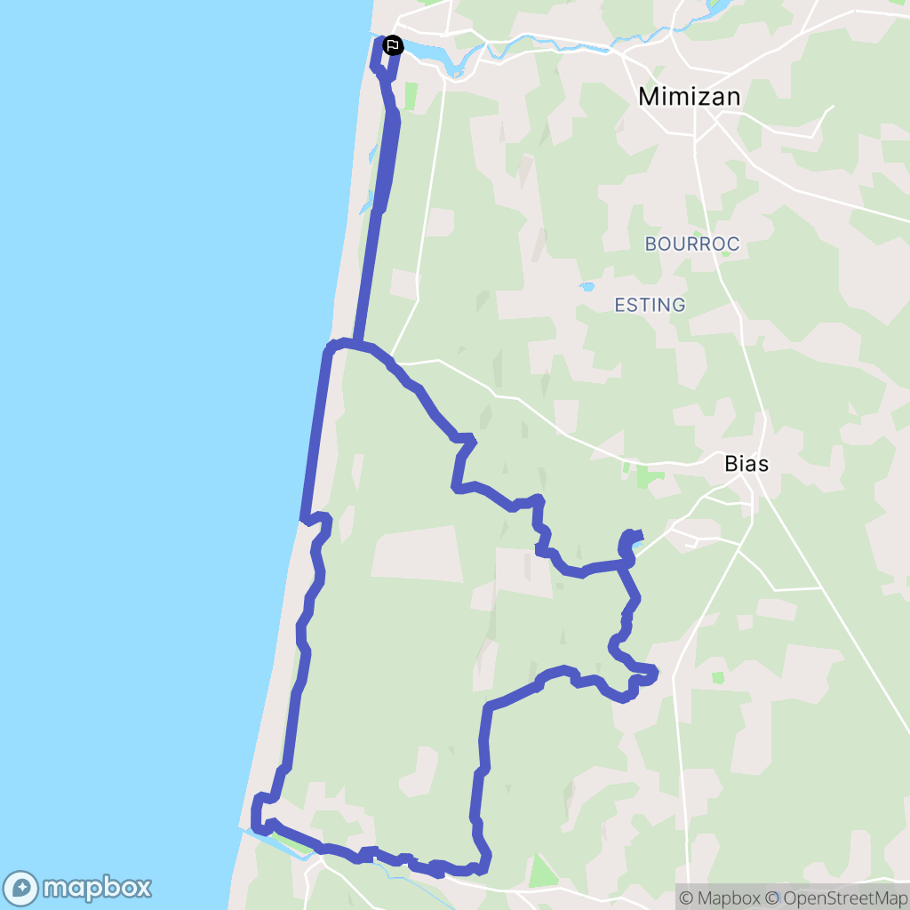 Mimizan : carte du parcours de randonnée - France