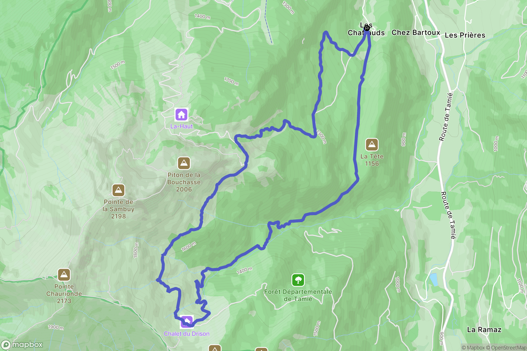 Faverges : carte du parcours de randonnée - France