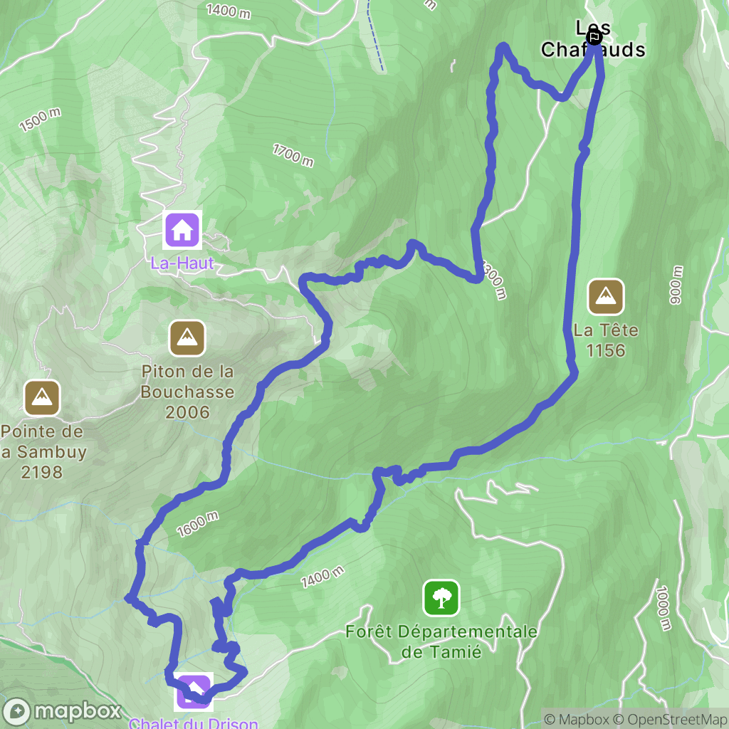Faverges : carte du parcours de randonnée - France