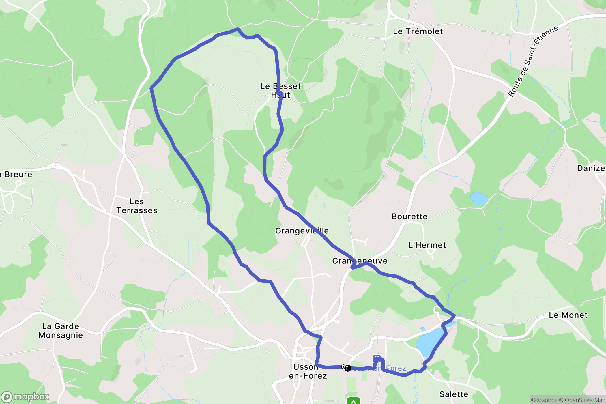 Usson-en-Forez : carte du parcours de randonnée - France
