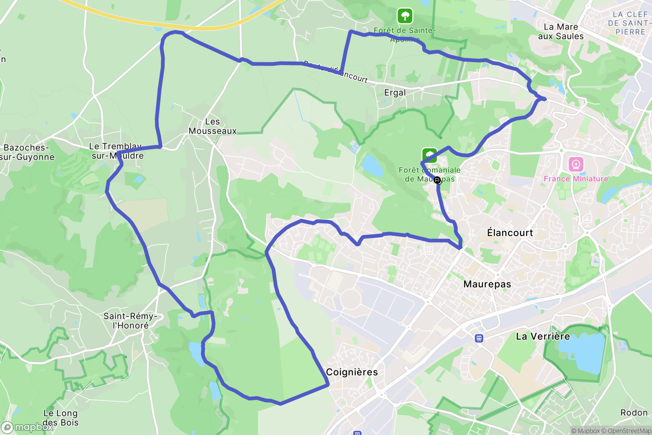 Maurepas : carte du parcours de randonnée - France