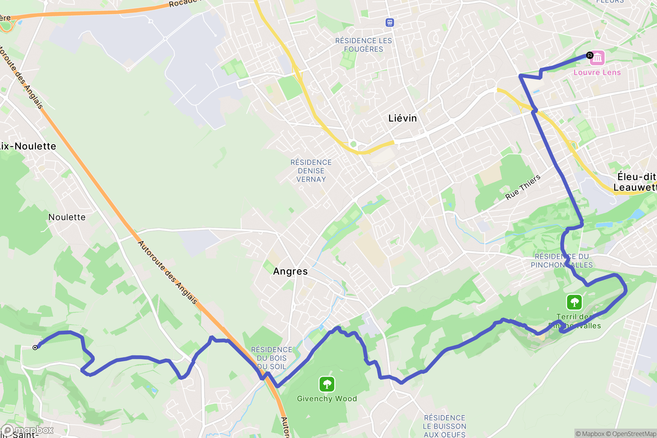 Ablain-Saint-Nazaire : carte du parcours de randonnée - France