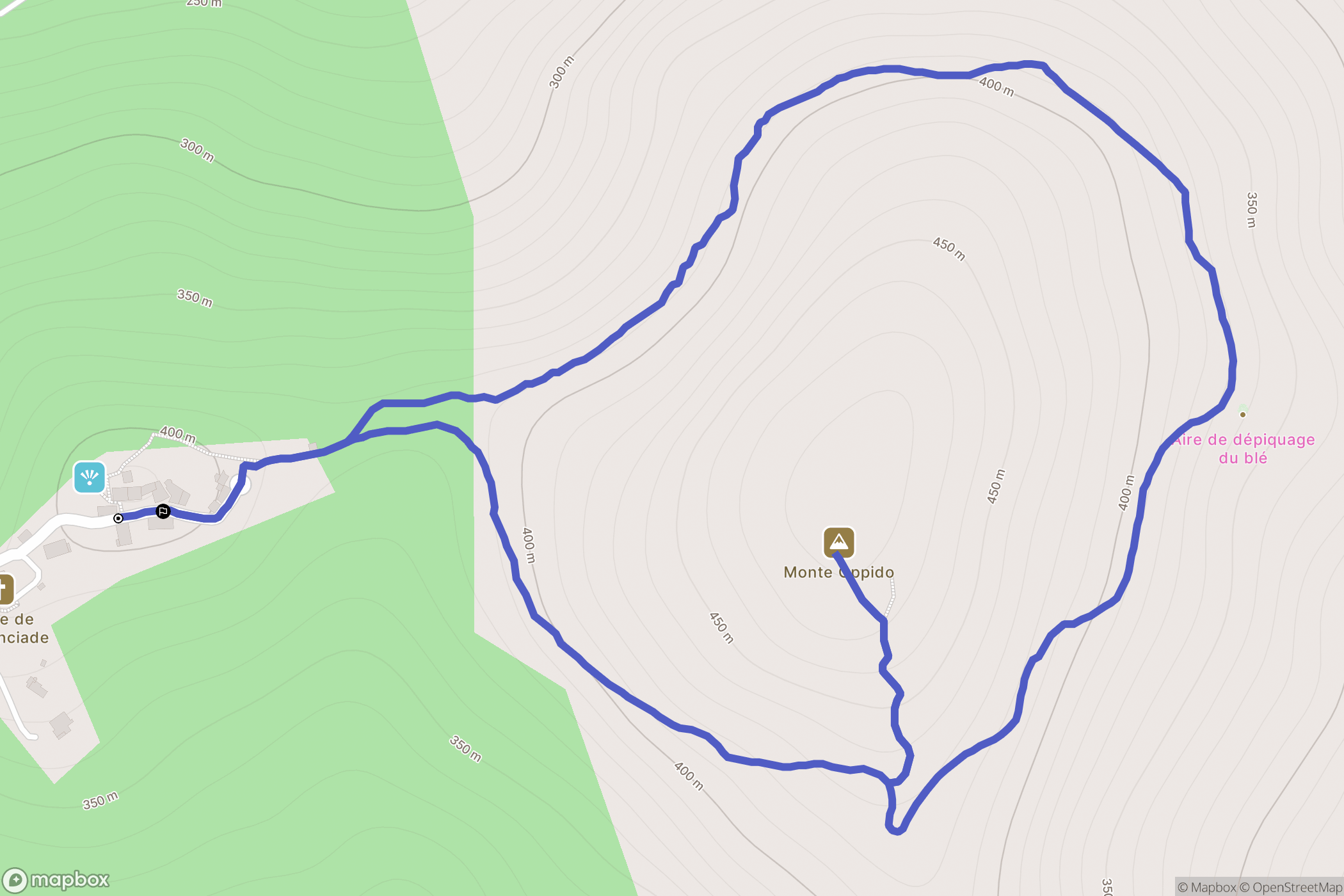 Chiatra : carte du parcours de randonnée - France