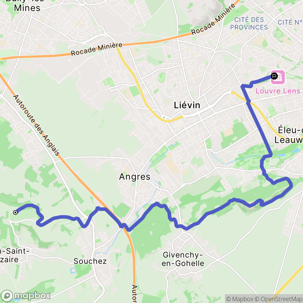 Ablain-Saint-Nazaire : carte du parcours de randonnée - France