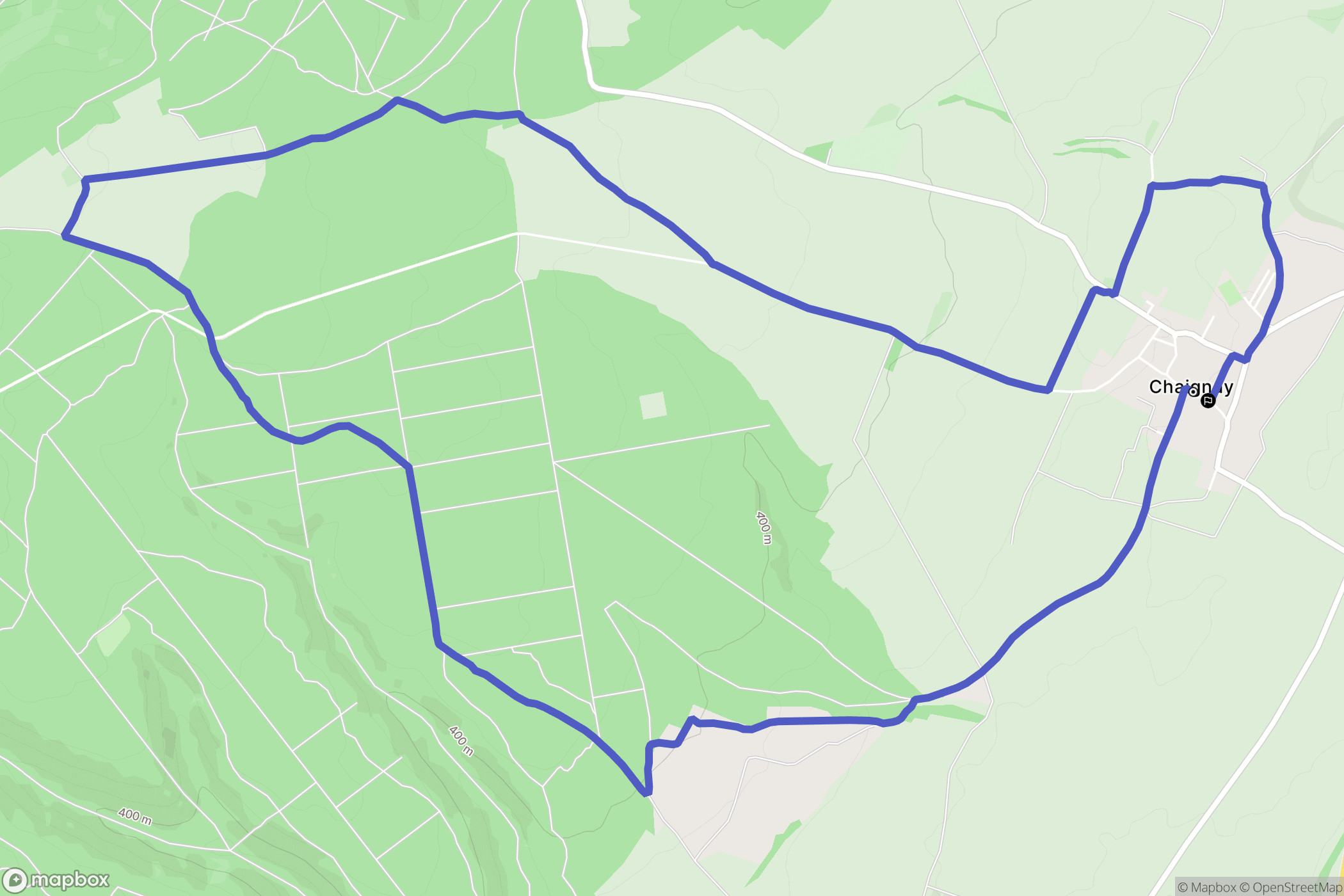 Chaignay : carte du parcours de randonnée - France