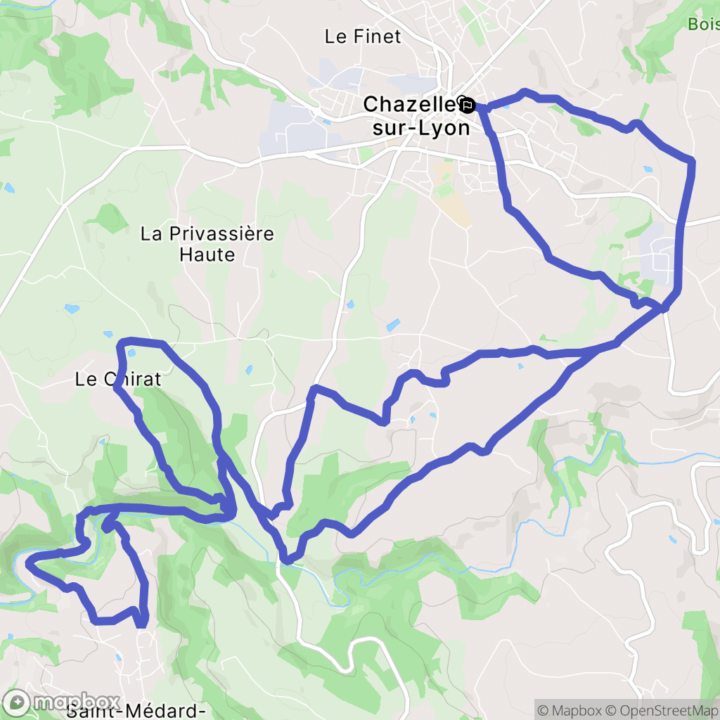 Chazelles-sur-Lyon : carte du parcours de randonnée - France