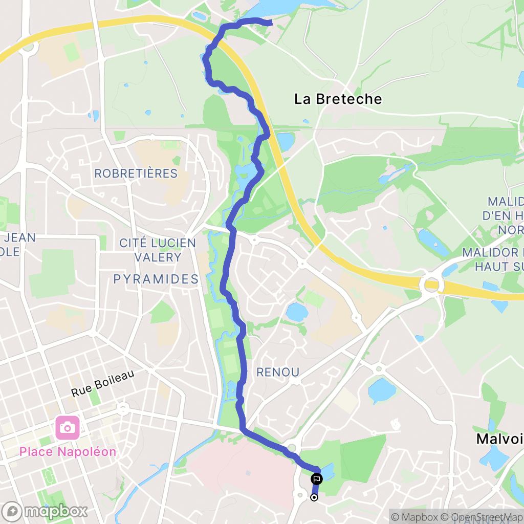 La Roche-sur-Yon : carte du parcours de randonnée - France