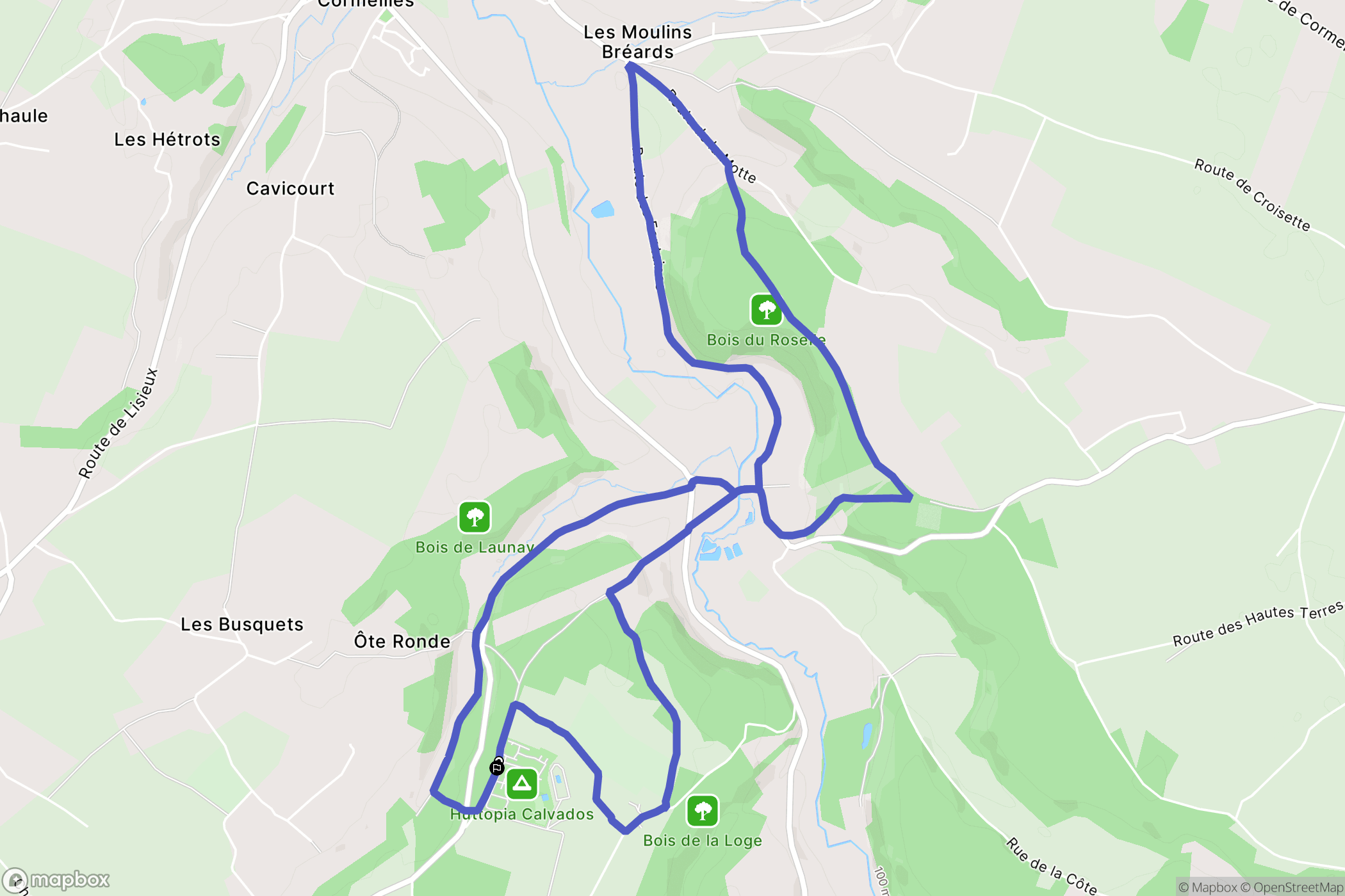 Moyaux : carte du parcours de randonnée - France