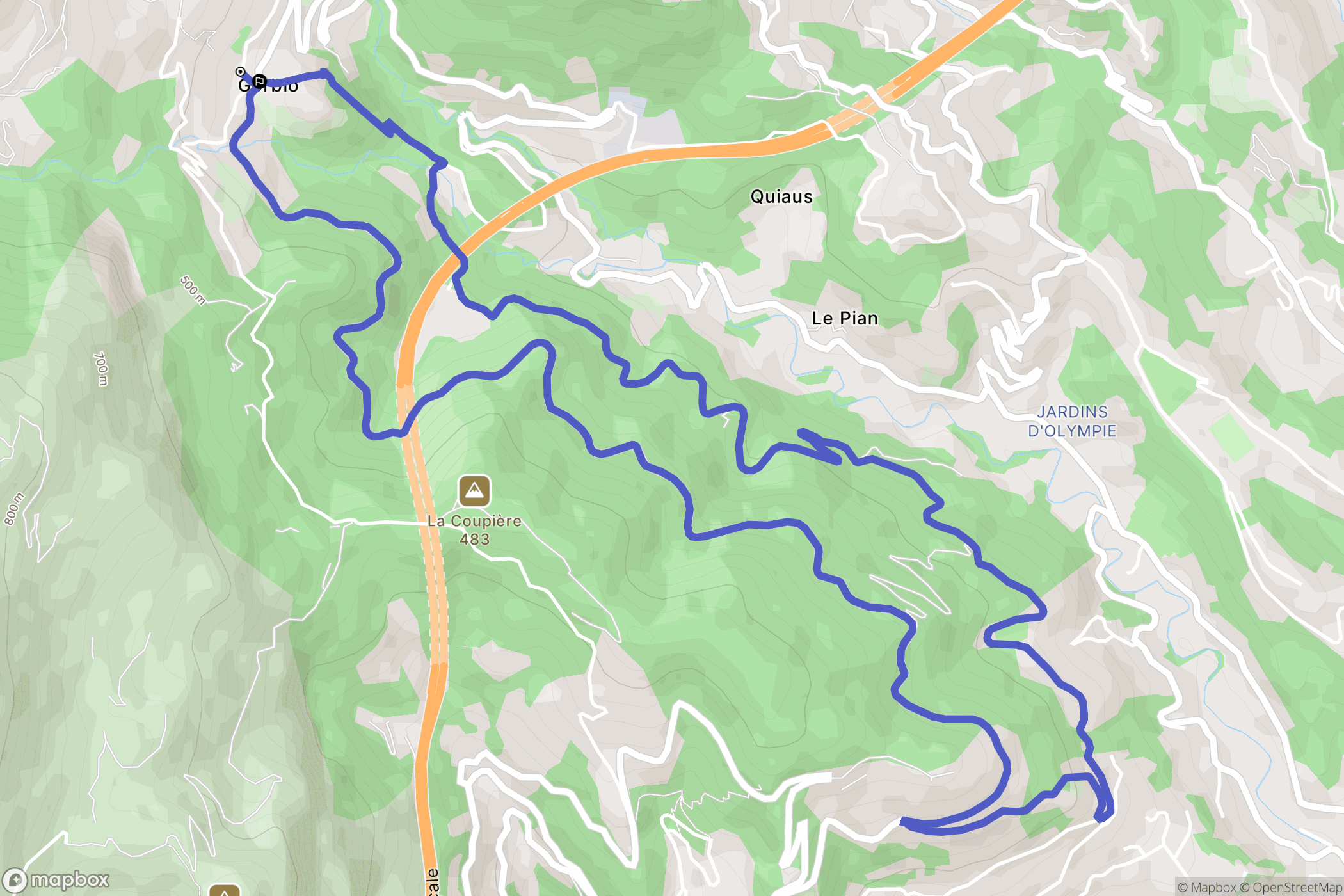 Gorbio : carte du parcours de randonnée - France