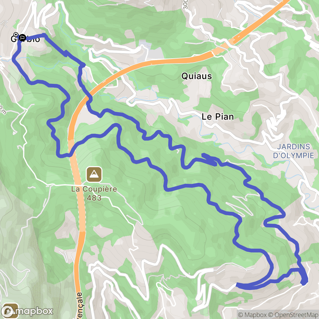 Gorbio : carte du parcours de randonnée - France
