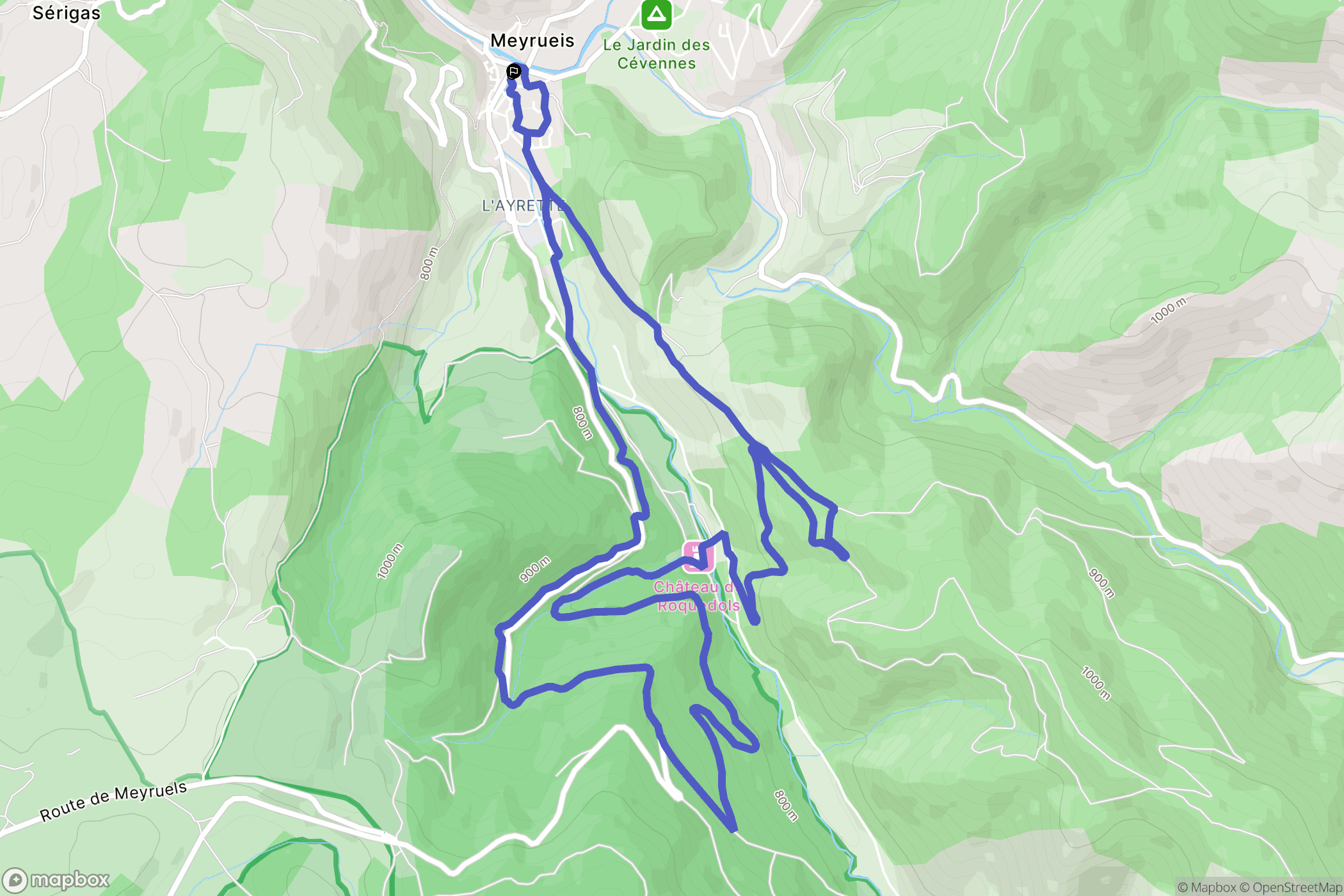 Meyrueis : carte du parcours de randonnée - France