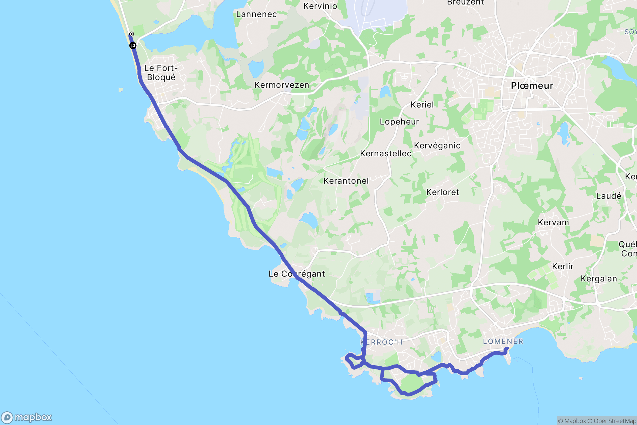 Guidel : carte du parcours de randonnée - France
