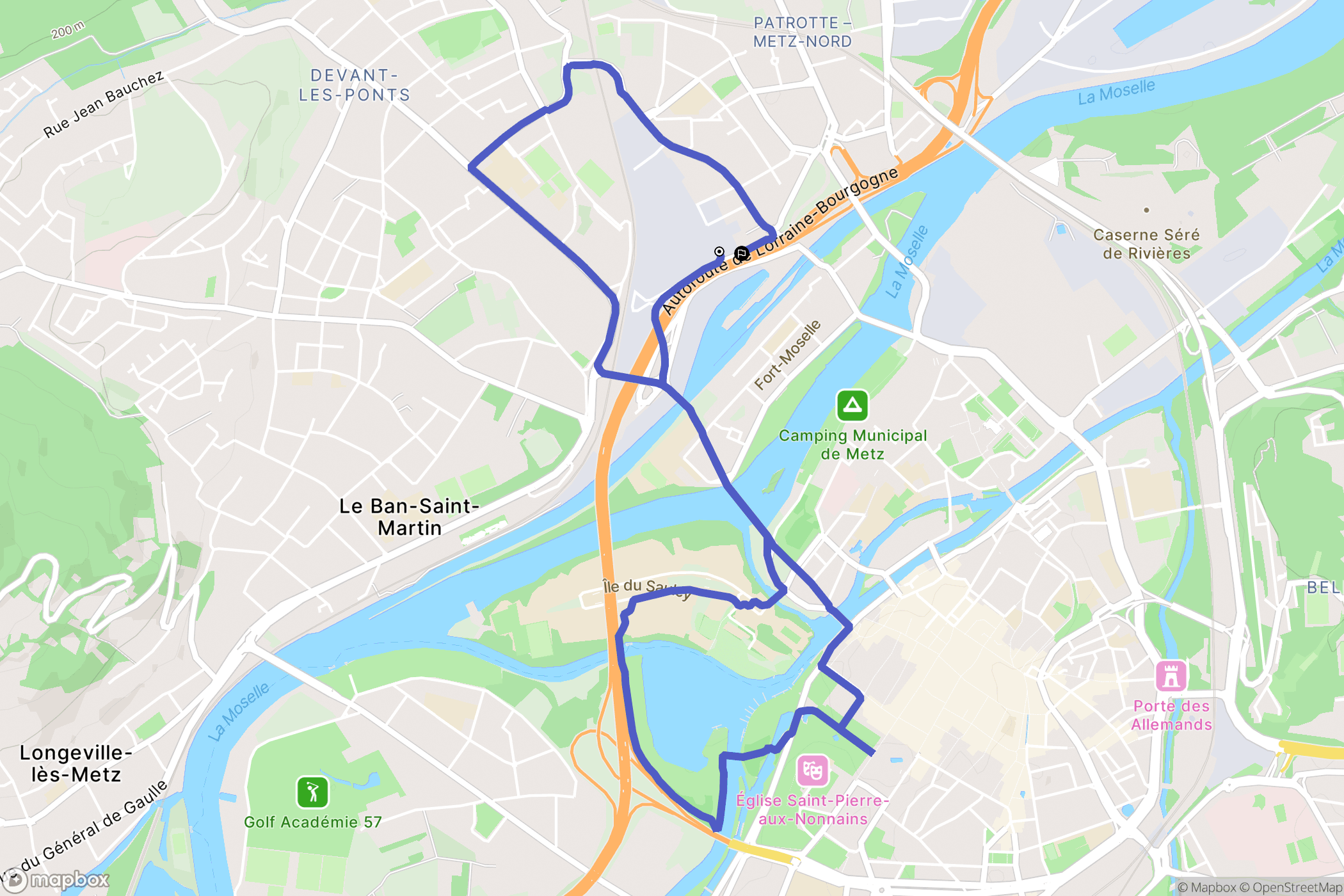 Metz : carte du parcours de randonnée - France