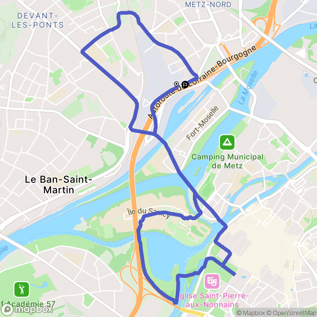 Metz : carte du parcours de randonnée - France