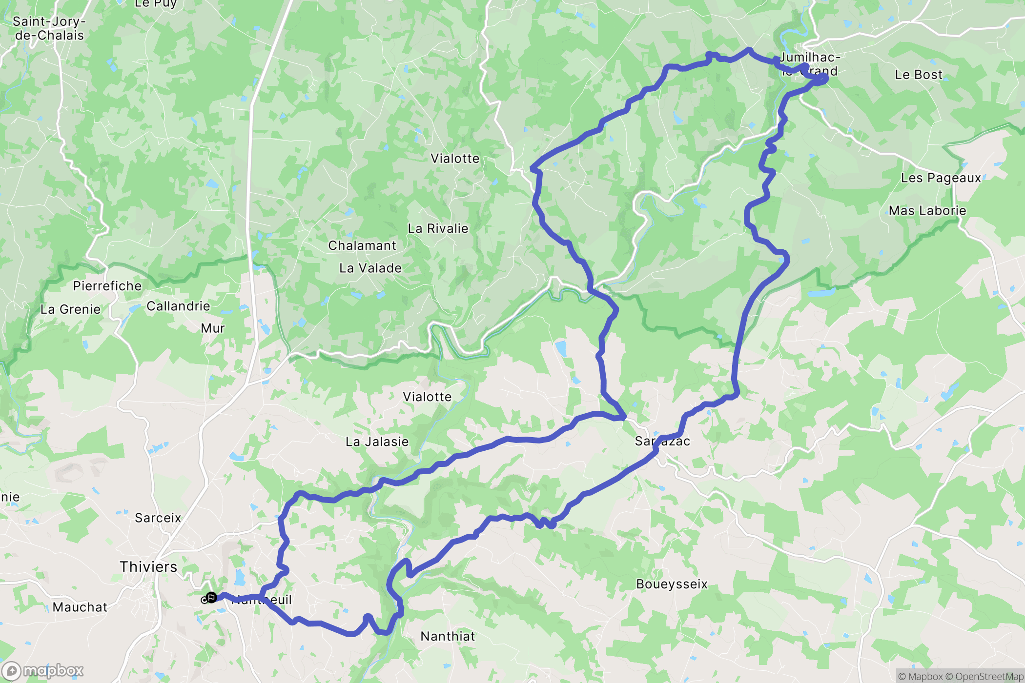 Jumilhac-le-Grand : carte du parcours de randonnée - France