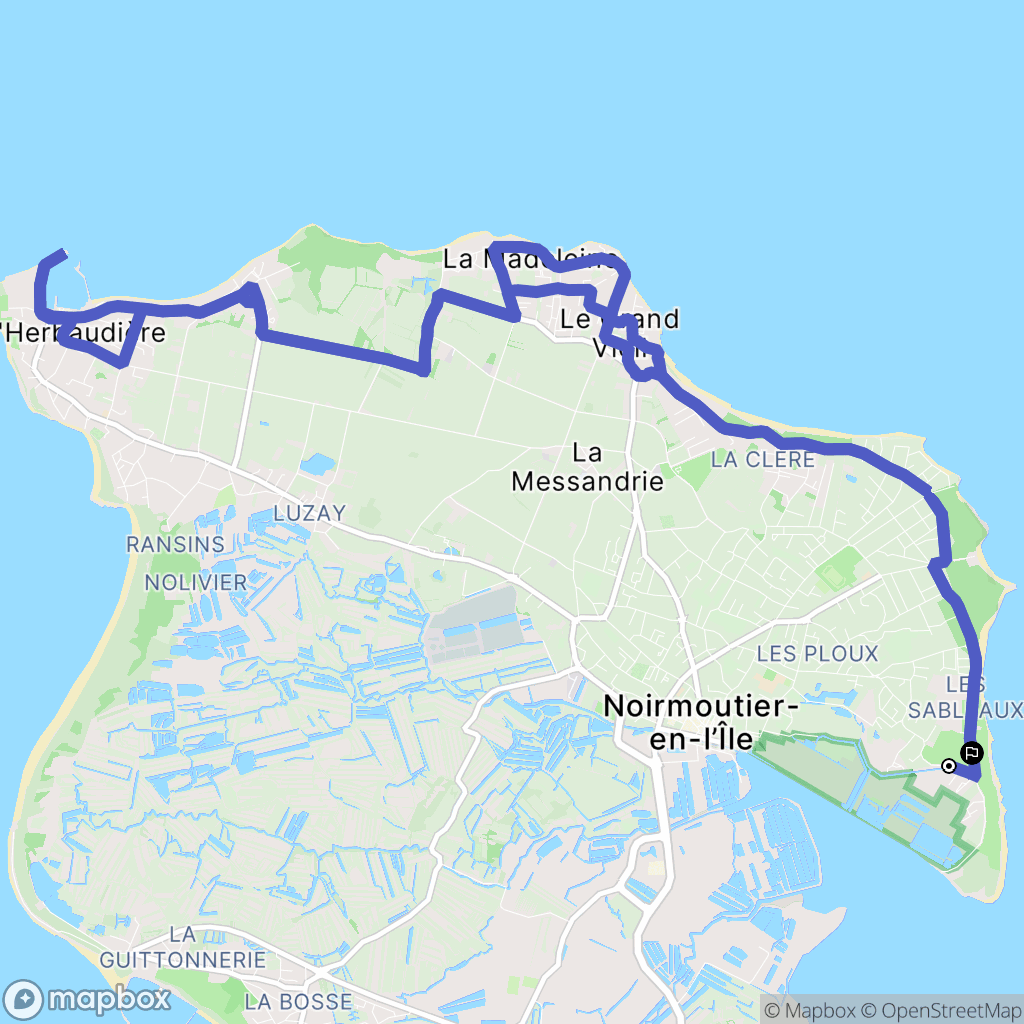 Noirmoutier-en-l'Île : carte du parcours de randonnée - France