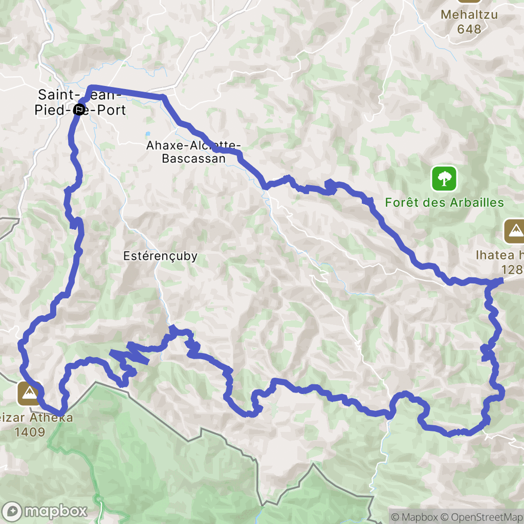 Saint-Jean-Pied-de-Port : carte du parcours de randonnée - France
