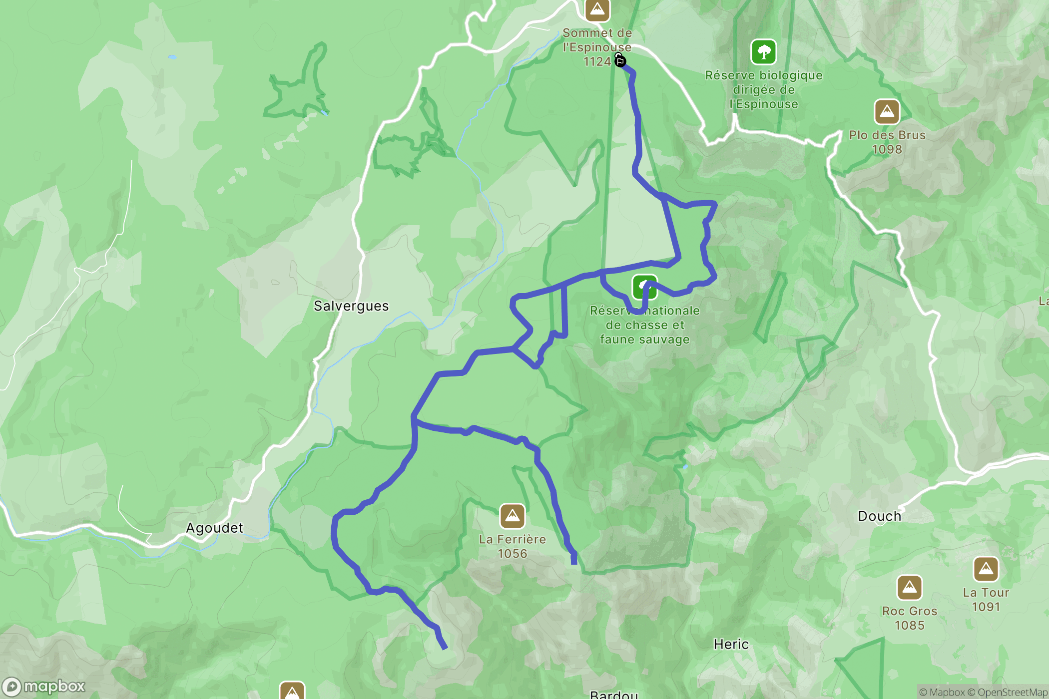 Rosis : carte du parcours de randonnée - France