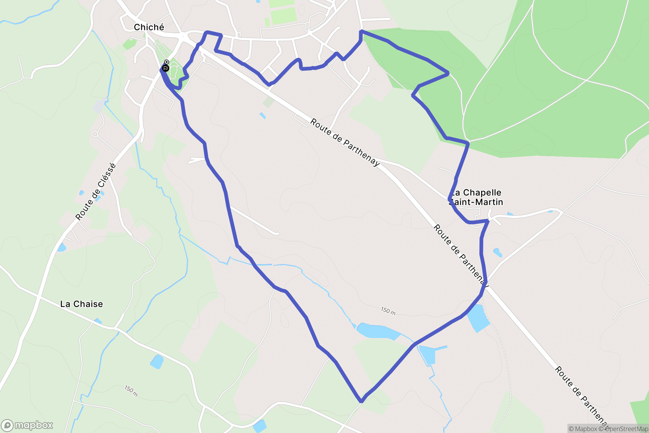 Chiché : carte du parcours de randonnée - France