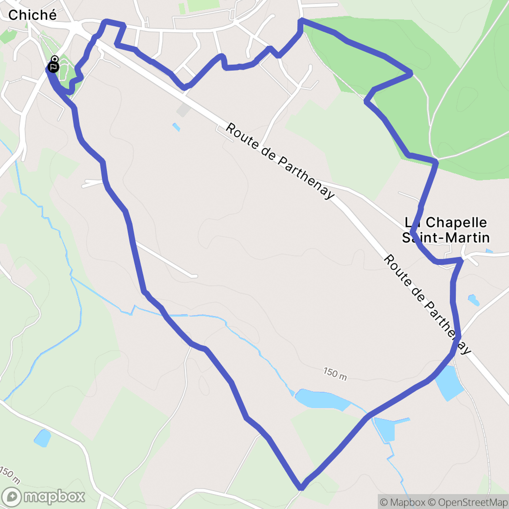 Chiché : carte du parcours de randonnée - France