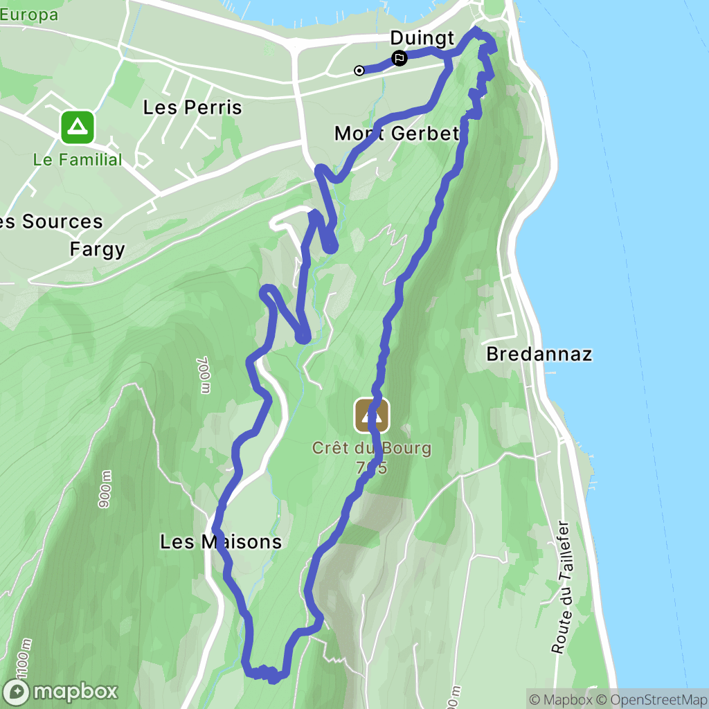Duingt : carte du parcours de randonnée - France