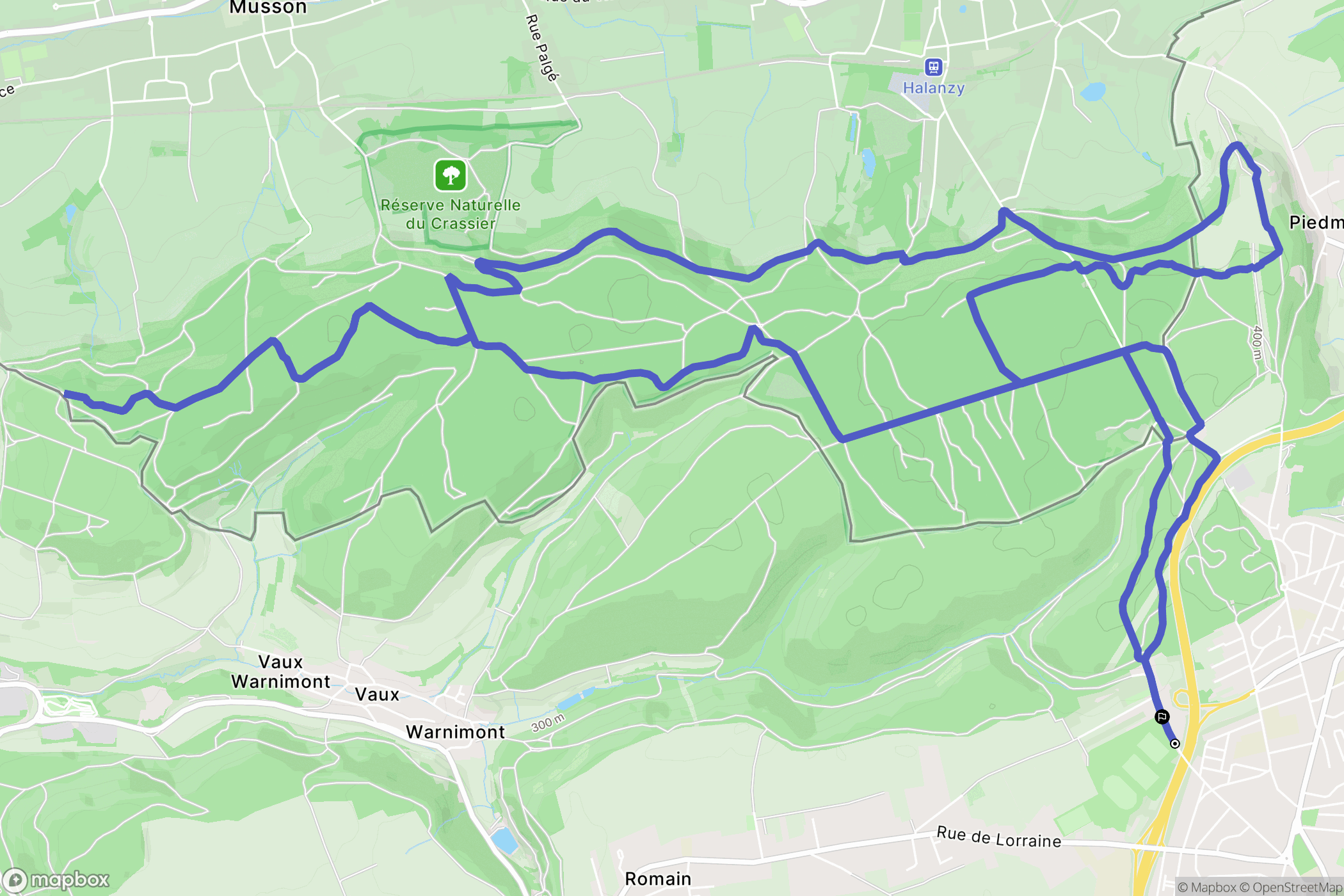 Longwy : carte du parcours de randonnée - France