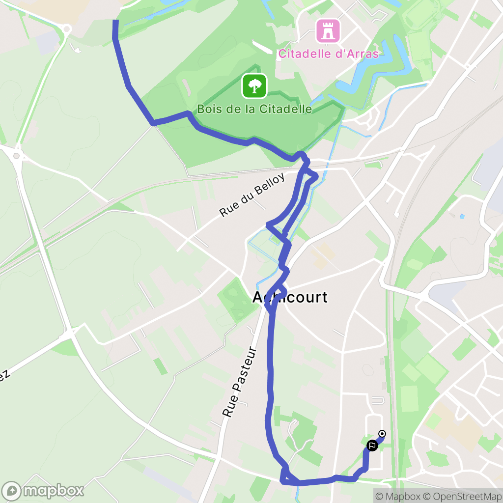 Achicourt : carte du parcours de randonnée - France