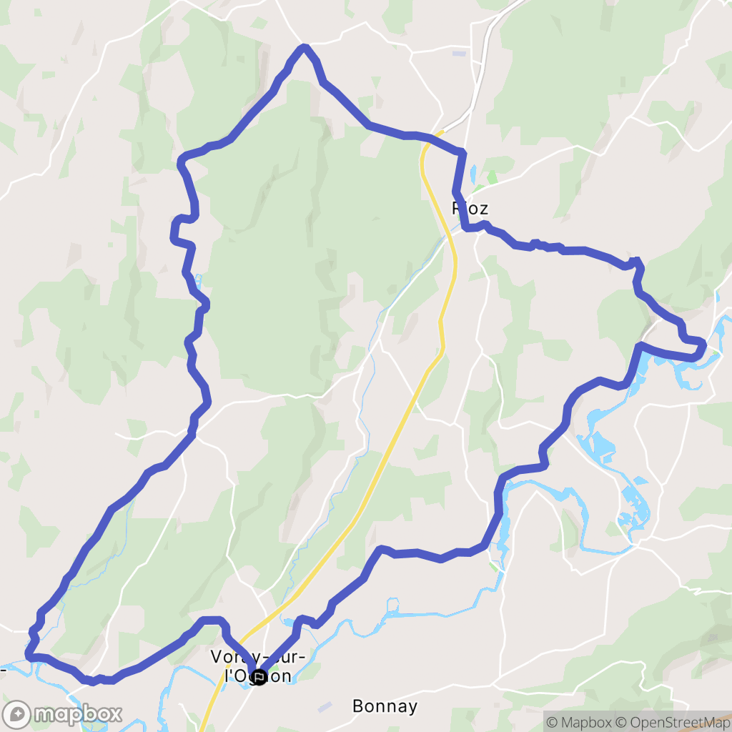 Voray sur l'Ognon : carte du parcours de randonnée - France